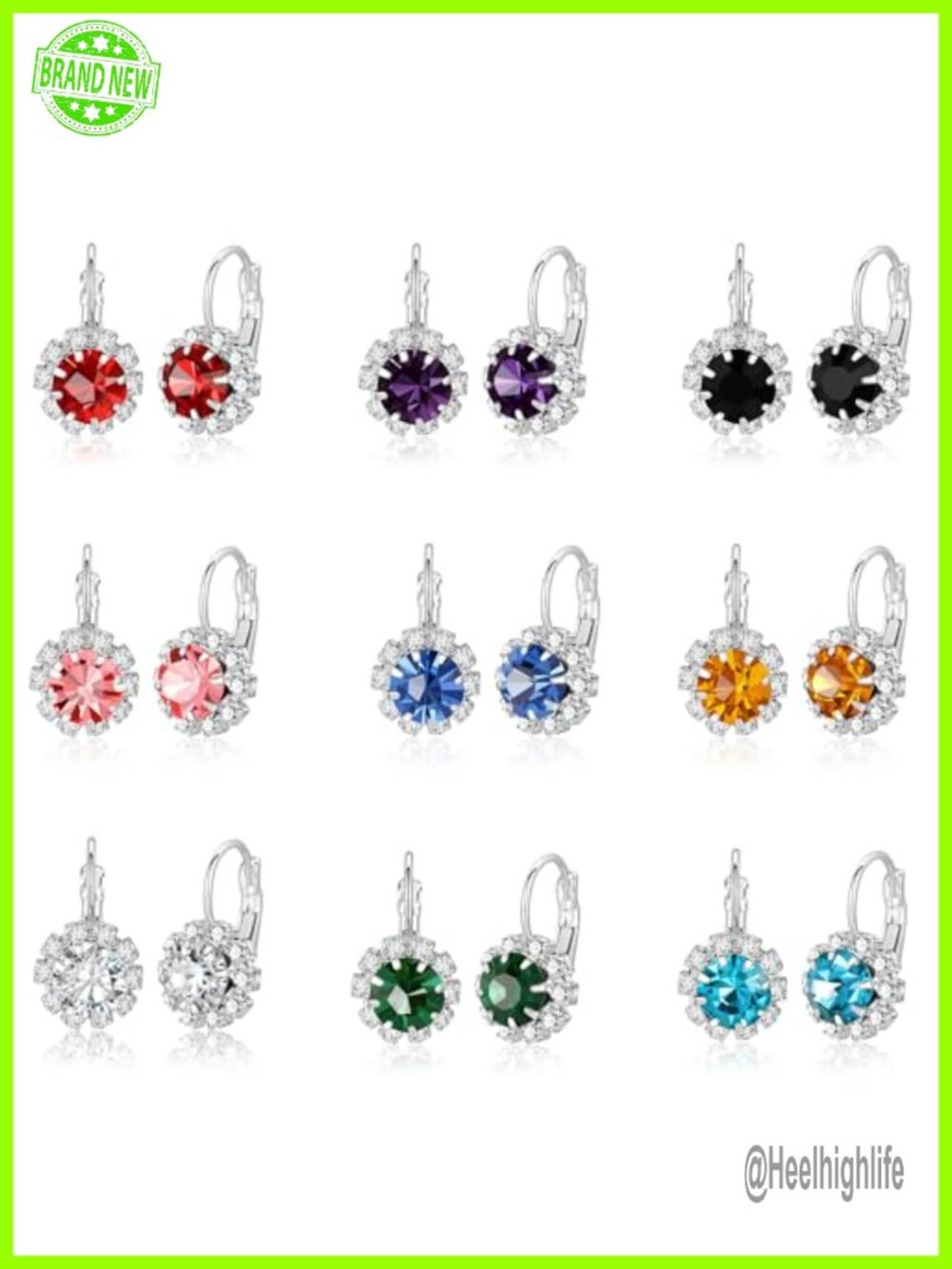 Sterling Silver Plated Cubic Zirconia Dangle Earrings Leverback Hypoallergenic